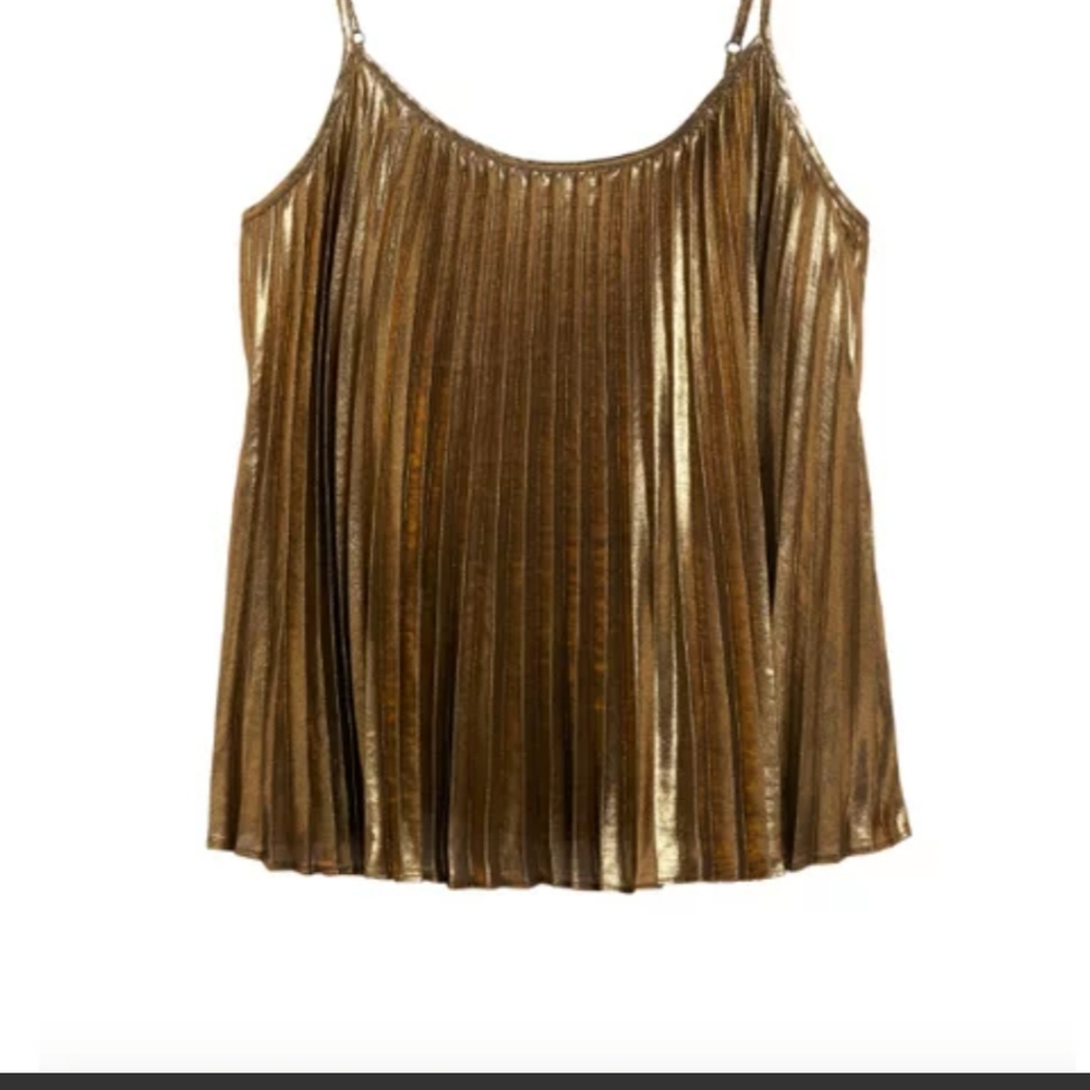 NWT Banana Republic gold pleated metallic cami, LARGE